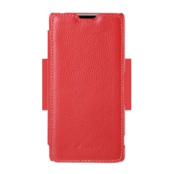 Кожаный чехол флип (нат. кожа) с внутренним карманом для Sony Xperia Z3+ Красный