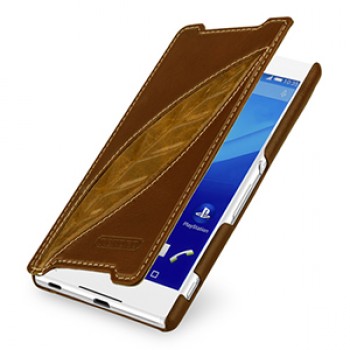 Эксклюзивный кожаный чехол горизонтальная книжка (2 вида нат. кожи) ручной работы для Sony Xperia Z3+