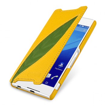 Эксклюзивный кожаный чехол горизонтальная книжка (2 вида нат. кожи) ручной работы для Sony Xperia Z3+
