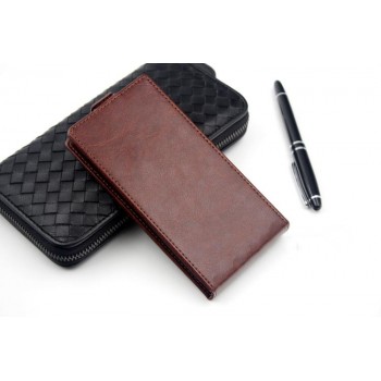 Клеевой чехол вертикальная книжка с магнитной застежкой и внутренним карманом для Megafon Login+ Коричневый
