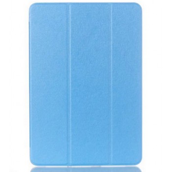 Текстурный чехол флип подставка сегментарный на пластиковой полупрозрачной основе для Samsung Galaxy Tab A 9.7 Голубой
