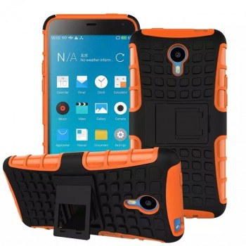 Силиконовый чехол экстрим защита со встроенной ножкой-подставкой для Meizu M1 Note Оранжевый