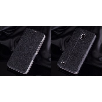 Текстурный чехол флип подставка на пластиковой основе с застежкой и внутренними карманами для Alcatel One Touch Pop 2 (5) Premium Черный