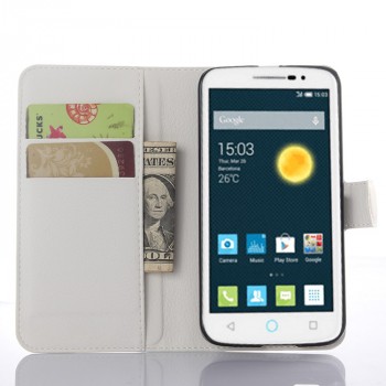 Чехол портмоне подставка на пластиковой основе с магнитной застежкой для Alcatel One Touch Pop 2 (5) Premium Белый