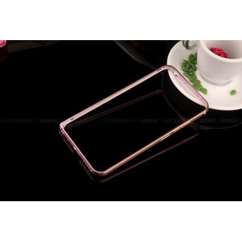Металлический бампер с золотой окантовкой для Meizu MX5 Розовый