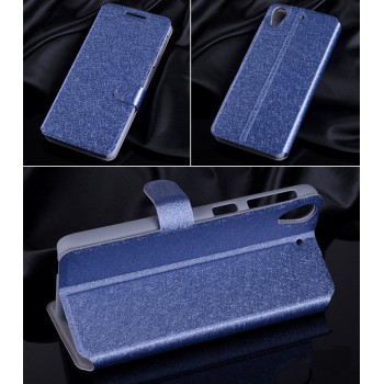 Текстурный чехол флип подставка с магнитной застежкой и внутренними карманами для HTC Desire 626/628 Синий