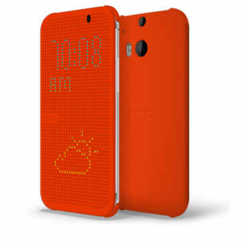 Точечный чехол смарт флип с функциями оповещения для HTC One M8 Оранжевый