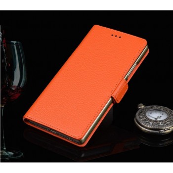 Кожаный чехол портмоне (нат. кожа) для LG G4 S Оранжевый