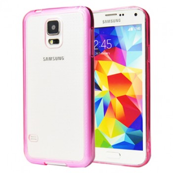 Двухкомпонентный гибридный чехол с силиконовым бампером и транспарентной глянцевой накладкой для Samsung Galaxy S5 Фиолетовый