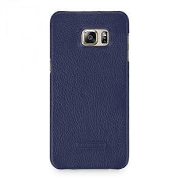 Кожаный чехол накладка (нат. кожа) серия Back Cover для Samsung Galaxy S6 Edge Plus Синий