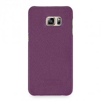 Кожаный чехол накладка (нат. кожа) серия Back Cover для Samsung Galaxy S6 Edge Plus Фиолетовый