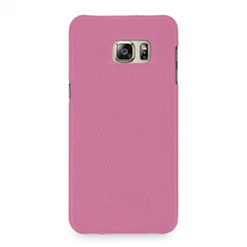 Кожаный чехол накладка (нат. кожа) серия Back Cover для Samsung Galaxy S6 Edge Plus Розовый
