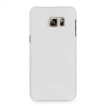 Кожаный чехол накладка (нат. кожа) серия Back Cover для Samsung Galaxy S6 Edge Plus Белый