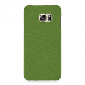 Кожаный чехол накладка (нат. кожа) серия Back Cover для Samsung Galaxy S6 Edge Plus Зеленый