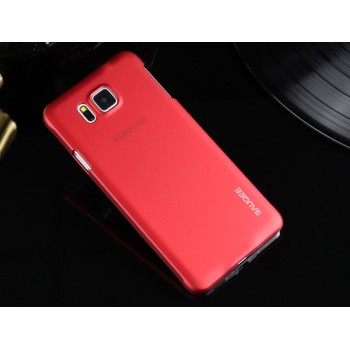 Пластиковый матовый металлик чехол для Samsung Galaxy Alpha Красный