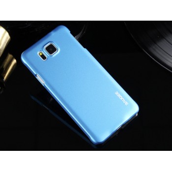Пластиковый матовый металлик чехол для Samsung Galaxy Alpha Голубой