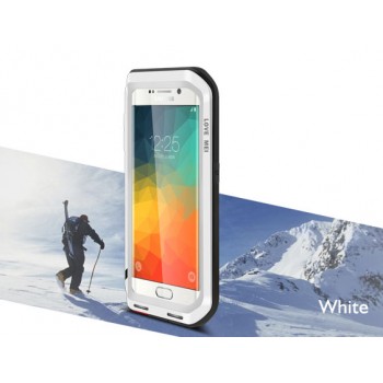 Ультрапротекторный пылевлагозащитный ударостойкий чехол металл/силикон/поликарбонат для Samsung Galaxy S6 Edge Plus Белый