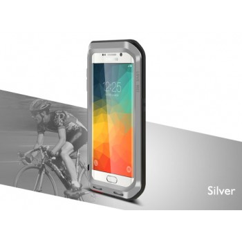 Ультрапротекторный пылевлагозащитный ударостойкий чехол металл/силикон/поликарбонат для Samsung Galaxy S6 Edge Plus Серый