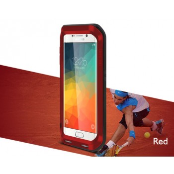Ультрапротекторный пылевлагозащитный ударостойкий чехол металл/силикон/поликарбонат для Samsung Galaxy S6 Edge Plus Красный