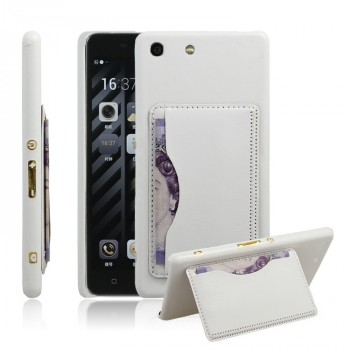 Кожаный чехол накладка с подставкой и отделением для карт для Sony Xperia M5 Белый