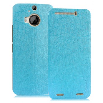 Текстурный чехол флип подставка на присоске для HTC One M9+ Синий