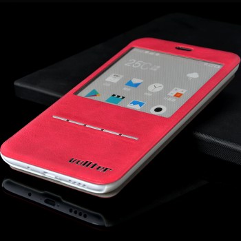 Дизайнерский чехол флип подставка с окном вызова и свайп-полосой для Meizu M1 Note Розовый