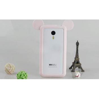 Силиконовый дизайнерский фигурный бампер Микки для Meizu M1 Note Розовый
