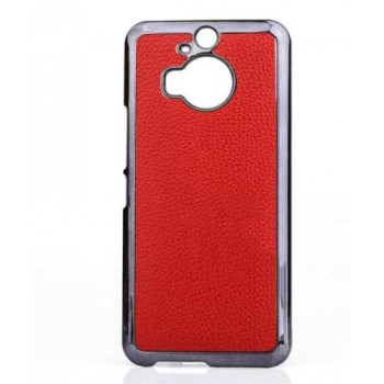 Пластиковый матовый чехол с кожаной поверхностью для HTC One M9+ Красный