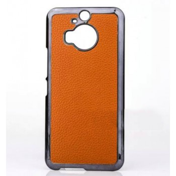Пластиковый матовый чехол с кожаной поверхностью для HTC One M9+ Оранжевый
