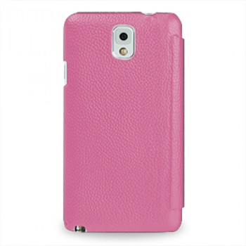 Кожаный чехол горизонтальная книжка (нат. кожа) для Samsung Galaxy Note 3 Розовый