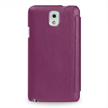Кожаный чехол горизонтальная книжка (нат. кожа) для Samsung Galaxy Note 3 Фиолетовый