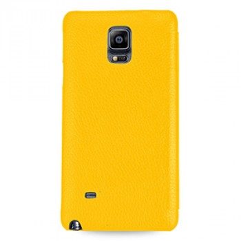 Кожаный чехол горизонтальная книжка (нат. кожа) для Samsung Galaxy Note 4 Желтый