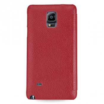 Кожаный чехол горизонтальная книжка (нат. кожа) для Samsung Galaxy Note 4 Красный