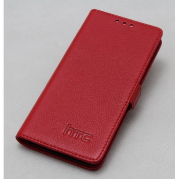 Кожаный чехол горизонтальная книжка (нат. кожа) с крепежной застежкой для HTC Butterfly S Красный