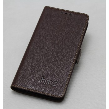 Кожаный чехол горизонтальная книжка (нат. кожа) с крепежной застежкой для HTC Butterfly S Коричневый