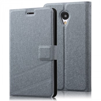 Дизайнерский чехол портмоне подставка с магнитной застежкой для Meizu M1 Серый