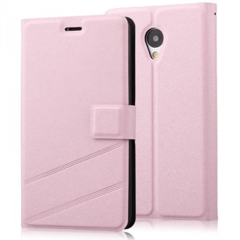 Дизайнерский чехол портмоне подставка с магнитной застежкой для Meizu M1 Розовый