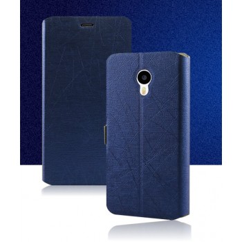 Текстурный чехол флип подставка с магнитной застежкой для Meizu M1 Синий