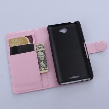 Винтажный чехол портмоне подставка на силиконовой основе с защелкой для Sony Xperia E4 Розовый