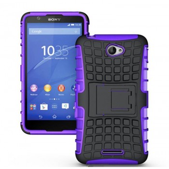 Антиударный пластиковый чехол экстрим защита с подставкой для Sony Xperia E4 Фиолетовый