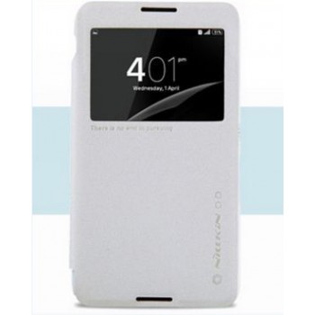 Чехол флип на пластиковой основе с окном вызова для Sony Xperia E4 Белый