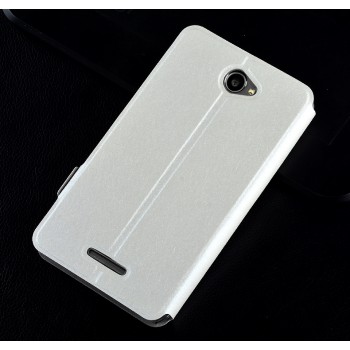 Текстурный чехол флип подставка с магнитной застежкой для Sony Xperia E4 Белый