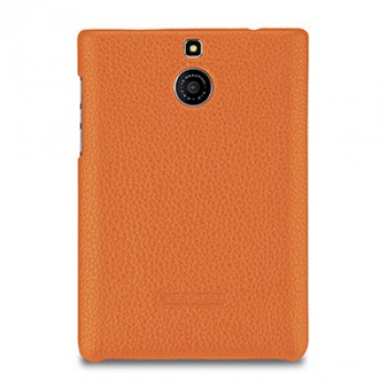 Кожаный чехол накладка (нат. кожа) для BlackBerry Passport Silver Edition Оранжевый