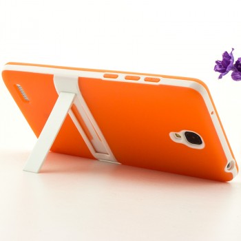 Двухкомпонентный силиконовый чехол с пластиковым каркасом-подставкой для Xiaomi RedMi Note Оранжевый