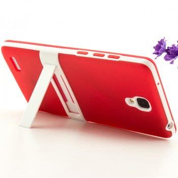 Двухкомпонентный силиконовый чехол с пластиковым каркасом-подставкой для Xiaomi RedMi Note Красный