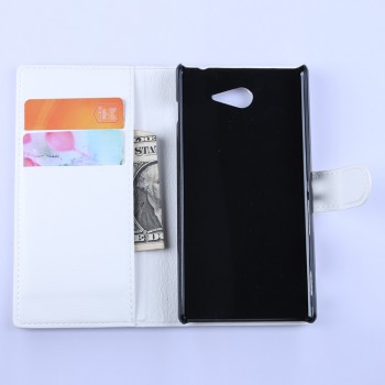 Кожаный чехол портмоне горизонтальная книжка с магнитной застежкой для Sony Xperia M2 Aqua Белый