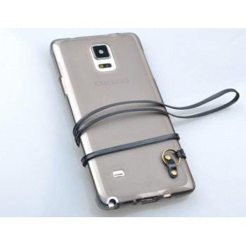 Силиконовый матовый полупрозрачный чехол со шнурком для Samsung Galaxy Note 3 Черный