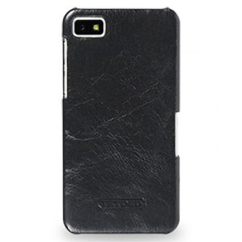 Кожаный чехол накладка (цельная телячья нат. вощеная кожа) серия для BlackBerry Z10 Черный