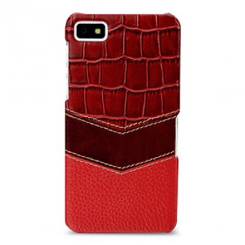 Эксклюзивный кожаный чехол ручной работы накладка (3 вида нат. кожи) для BlackBerry Z10 Красный