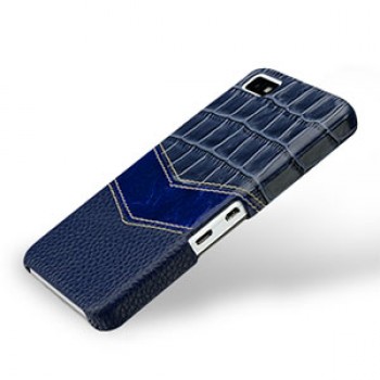 Эксклюзивный кожаный чехол ручной работы накладка (3 вида нат. кожи) для BlackBerry Z10 Синий